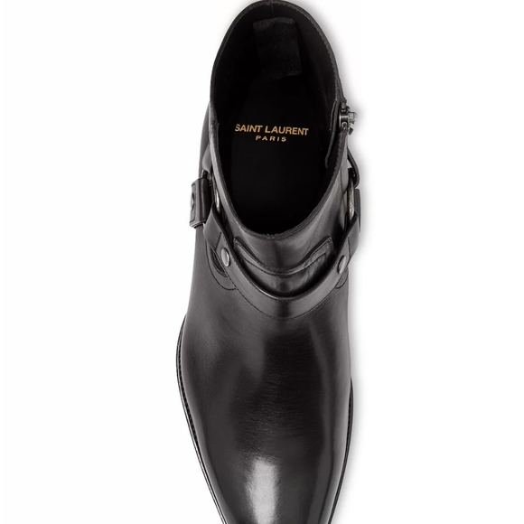 Saint Laurent Men's Wyatt Leather Harness Boots **Great Pre-owned Condition** - Picture 1 of 16